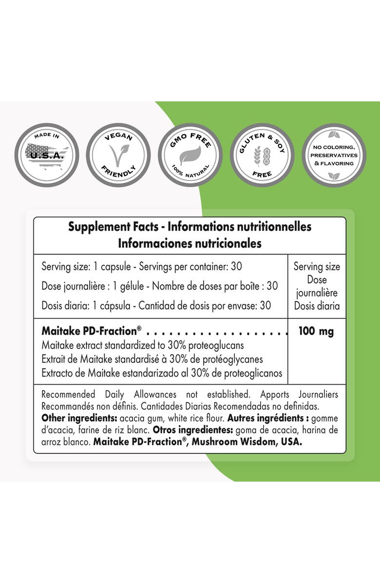 SuperSmart Maitake D Fraction Pro 100mg, Alternate, color, NO COLOR
