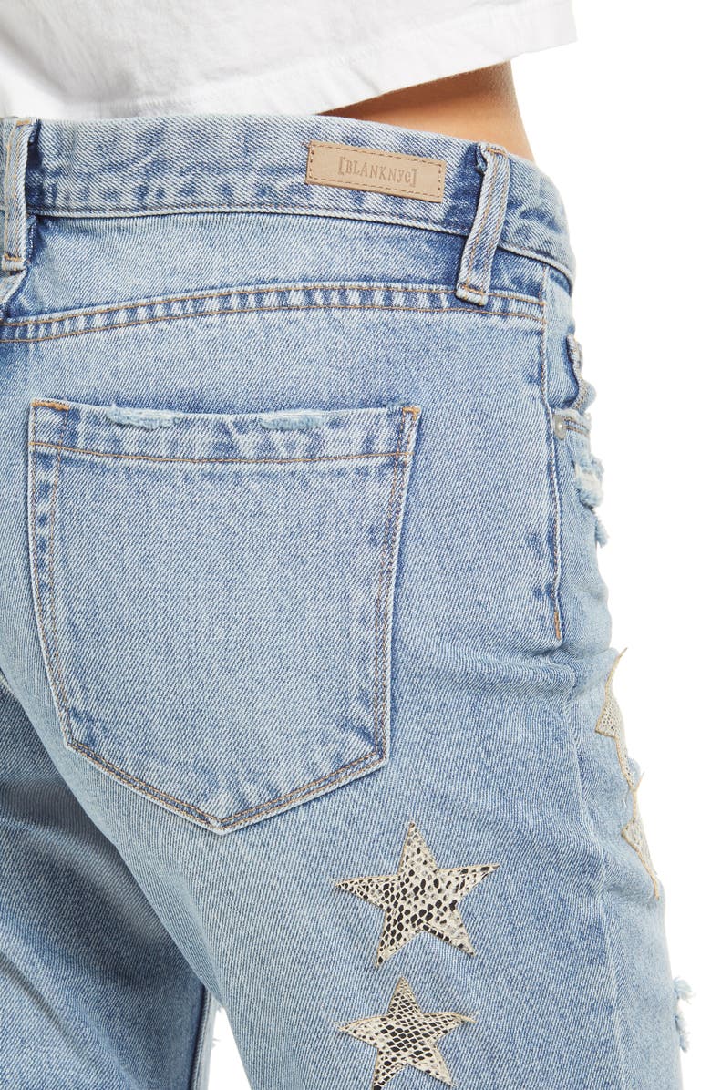 BLANKNYC Snake Star Patch Crop Jeans, Alternate, color,