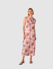 Whistles Sleeveless Floral Textured Midi Dress