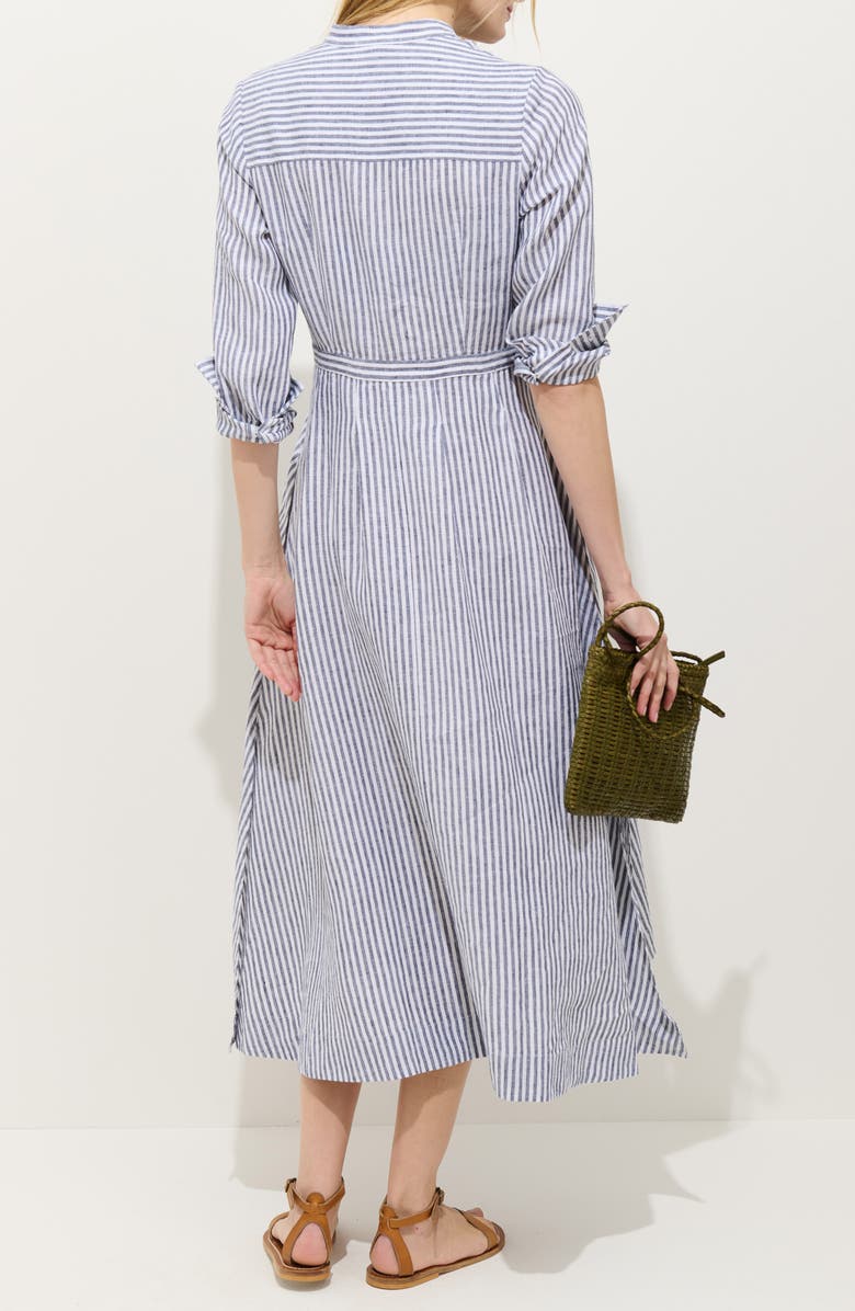 Alex Mill Isabella Long Sleeve Stripe Linen Shirtdress, Alternate, color, Navy / Ivory