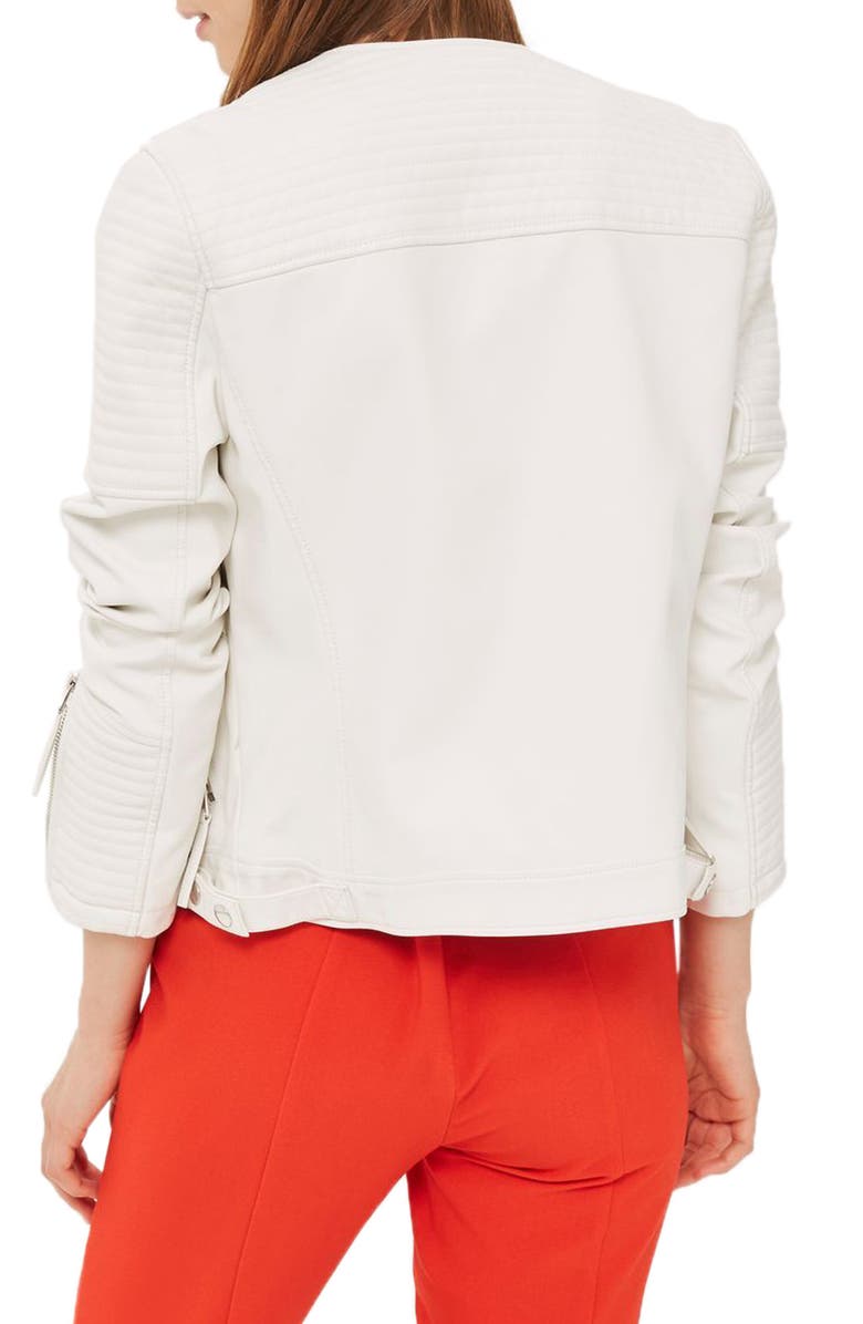 Topshop Luna Faux Leather Biker Jacket, Alternate, color,