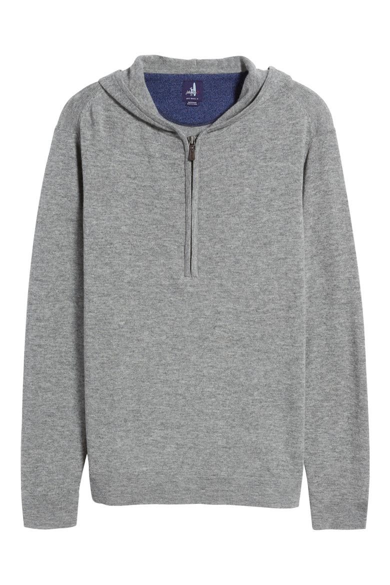 Mitch Hooded Half Zip Wool & Cashmere Sweater, Alternate, color, SEAL