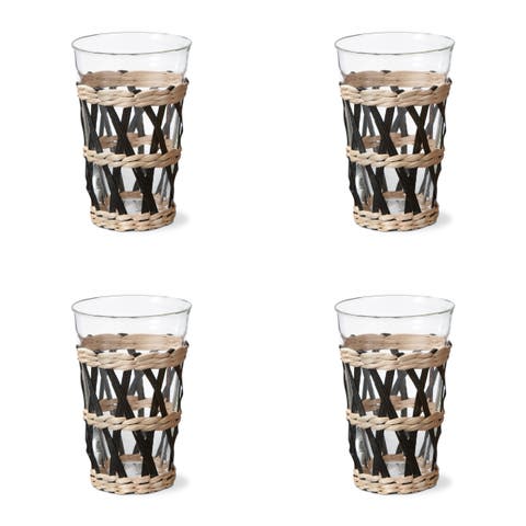 Island Collection Clear Glass Tumbler with Cattail Straw Set