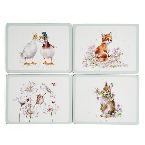 Wrendale Designs Wild Flowers Set Of 4 Cork Back Placemats