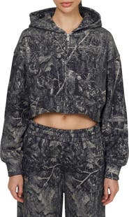 Good For Nothing Woodland Blackout Camo Crop Zip Hoodie