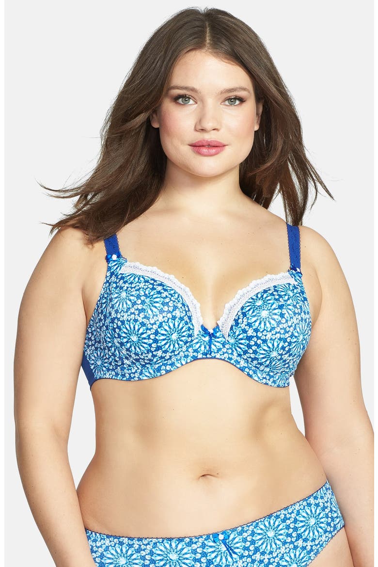 'Tiffany' Underwire Plunge Bra, Main, color, SAPPHIRE