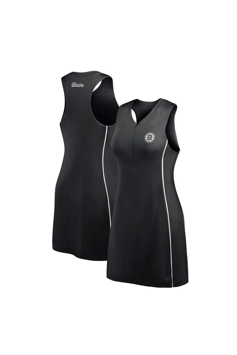 Women's Fanatics Black Boston Bruins Studio Boost Athletic Half-Zip Dress, Alternate, color, Black