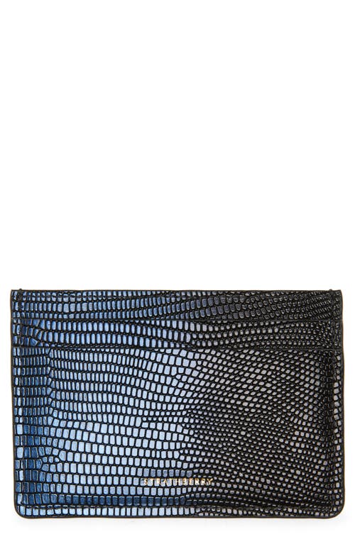 Strathberry Lizard Embossed Leather Card Case In Blue