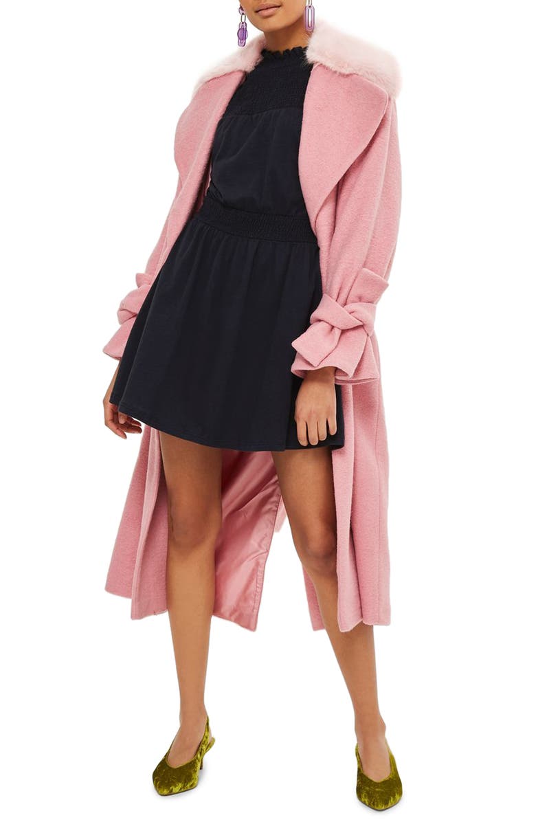 Topshop Ruffle Collar Smock Dress, Alternate, color, 