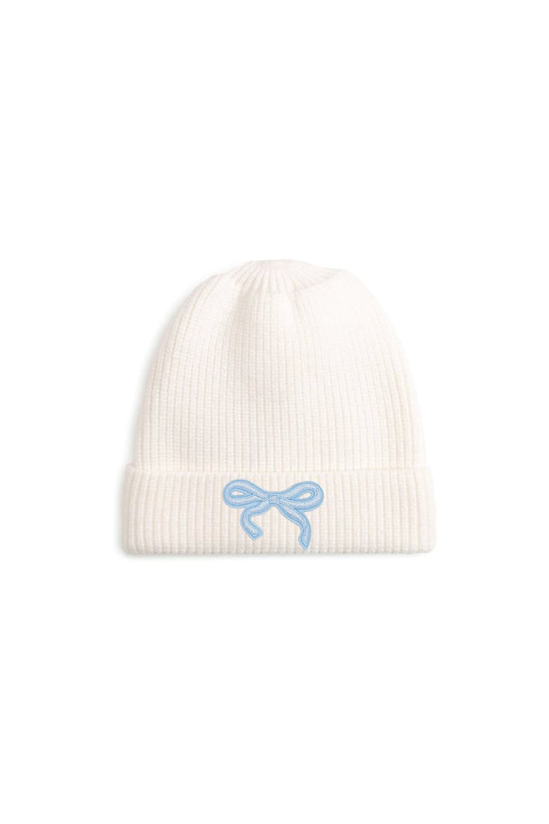 Blue Bow Patch Beanie (little Kid & Big Kid), Main, color, Ivory