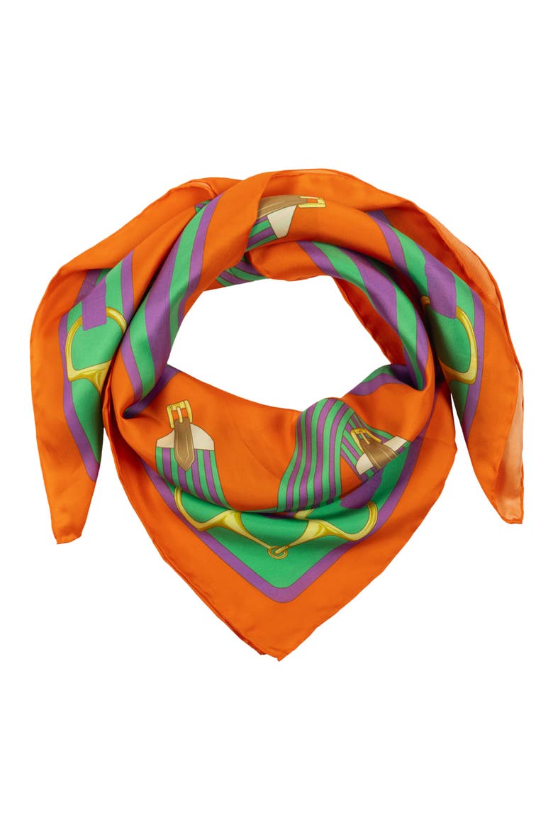 Ribbons Silk Square Scarf, Main, color, ORANGE
