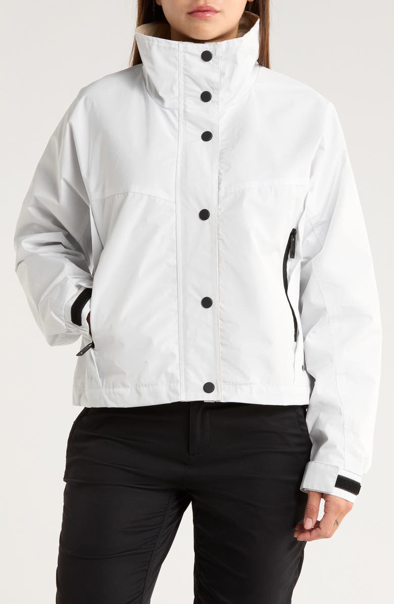 Noize Skye Stand Collar Drawcord Rain Jacket, Main, color, Offwhite