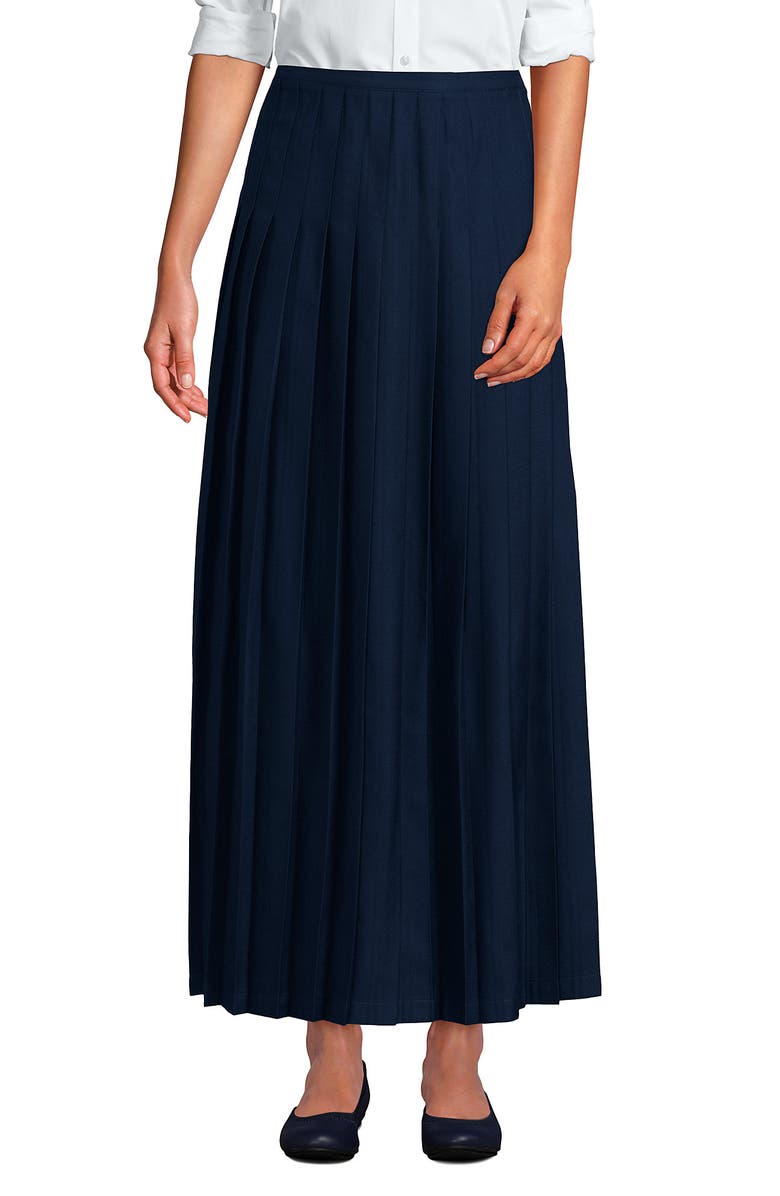 Lands' End Girls Solid Pleated Skirt Ankle Length, Main, color, Academic Classic Navy