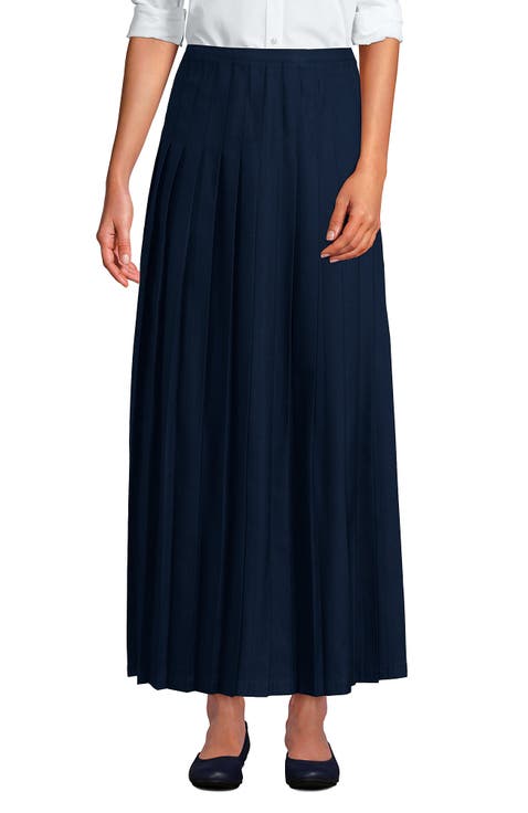 Girls Solid Pleated Skirt Ankle Length