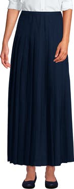 Lands' End Girls Solid Pleated Skirt Ankle Length