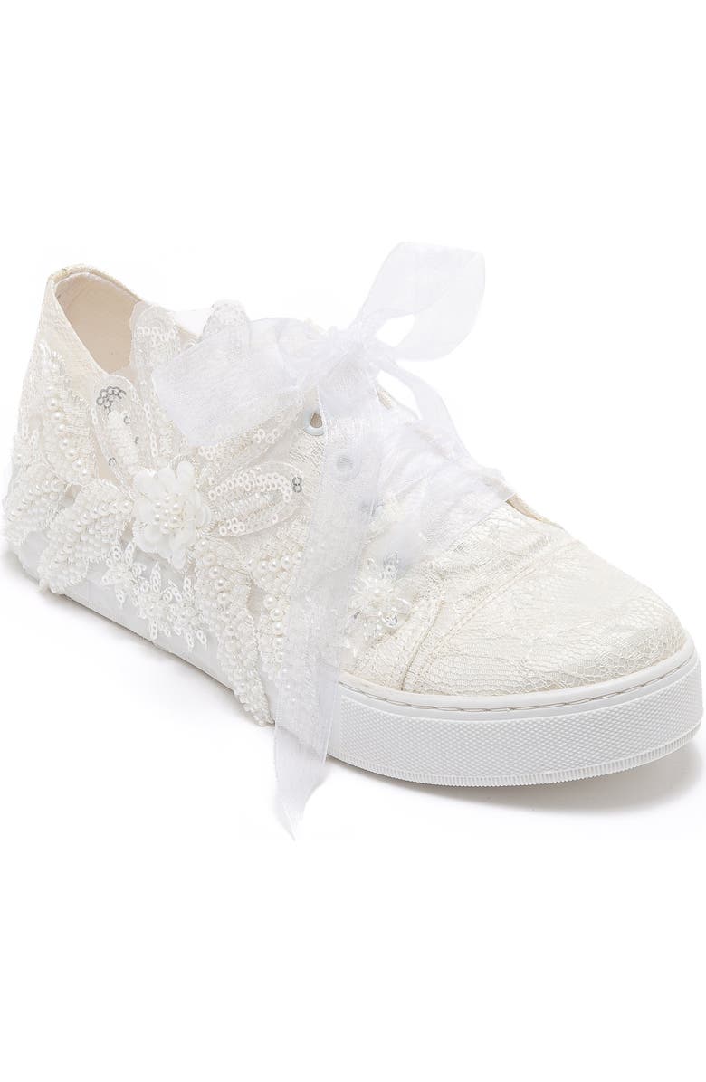 Forever & Always Shoes Lora Bridal Lace Sneaker, Main, color, Ivory