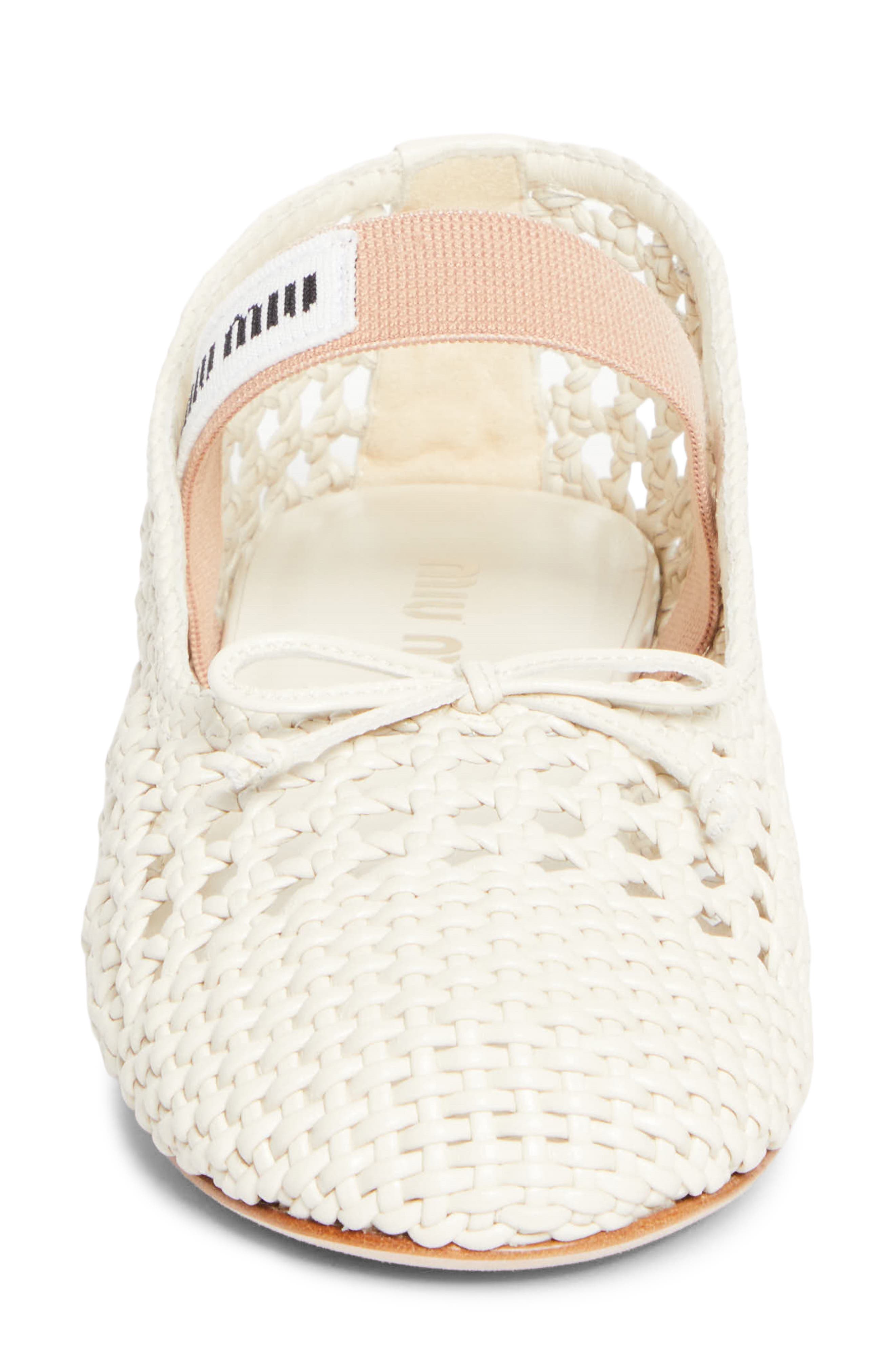 Miu Miu Woven Mary Jane Ballet Flat, Alternate, color, White