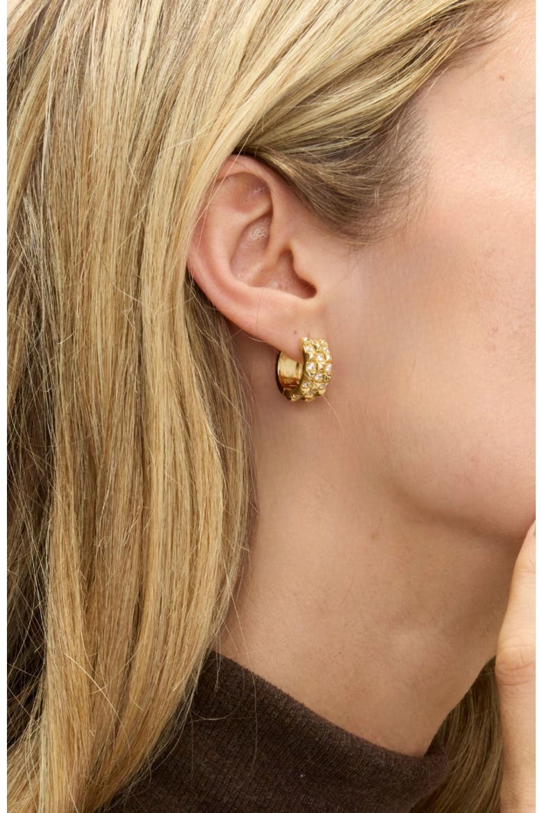 Vivienne Reversible Pave Hinged Huggie Earrings, Alternate, color, Gold