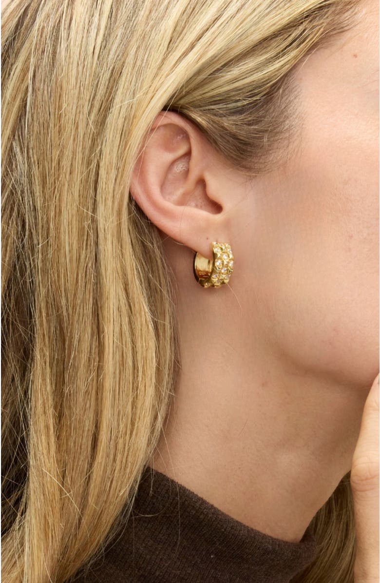 Stella & Dot Vivienne Reversible Pave Hinged Huggie Earrings, Alternate, color, Gold