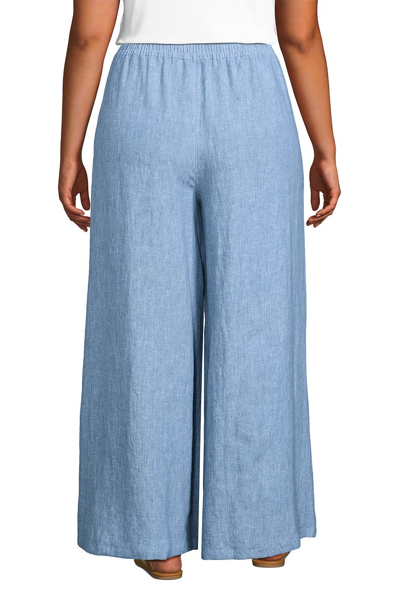Linen High Rise Palazzo Pants, Alternate, color, Soft Blue Linen