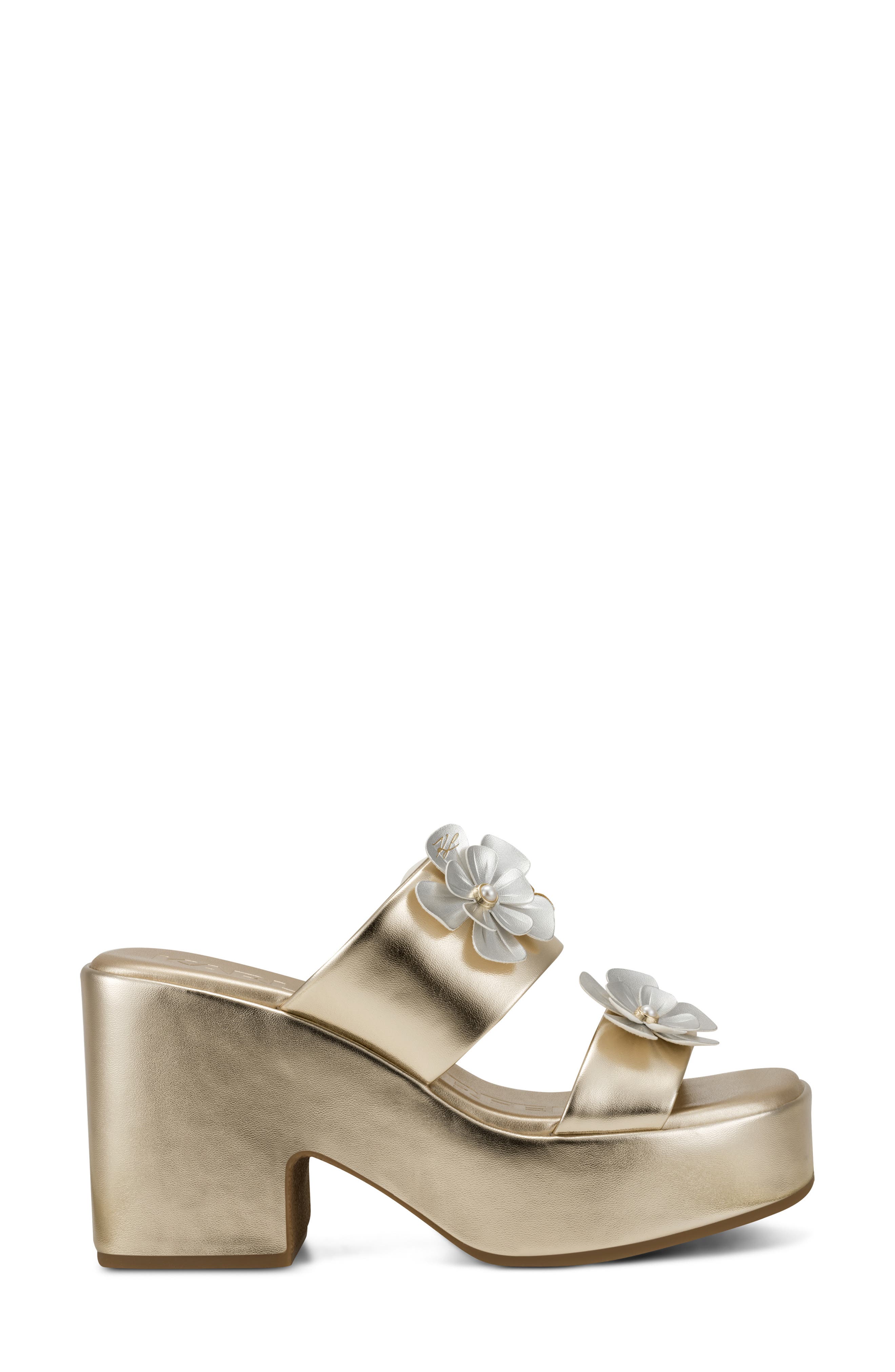 KARL LAGERFELD PARIS Marcelline Platform Slide Sandal, Alternate, color, White Gold