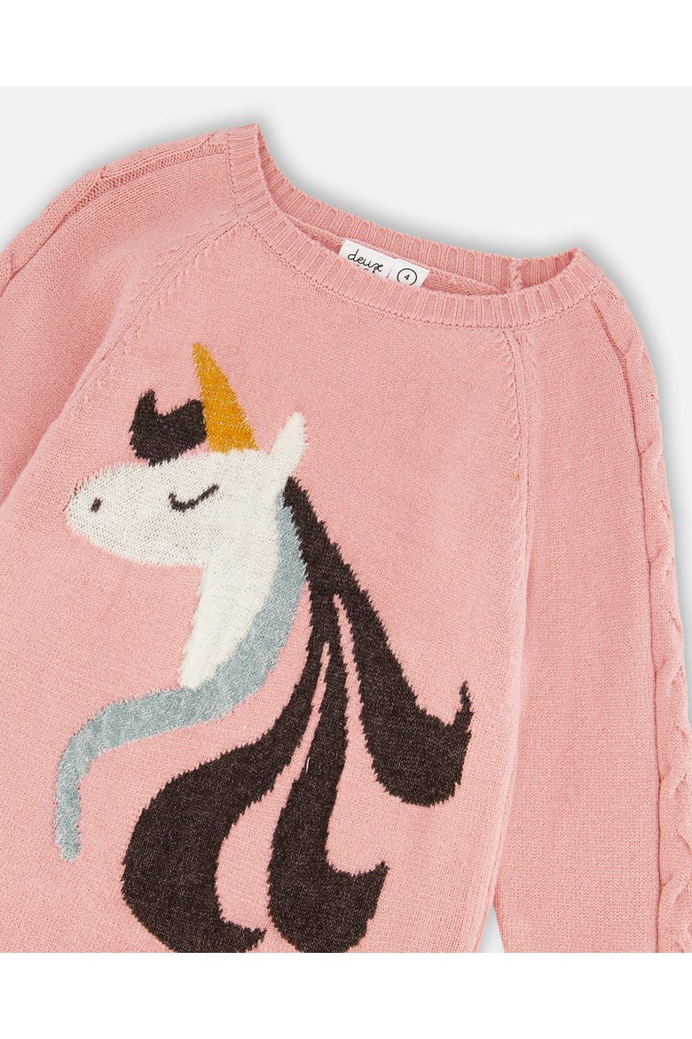Knitted Dress with Unicorn Intarsia, Alternate, color, Dusty Pink