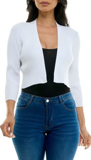 Nina Leonard Ribbed Bolero Cardigan