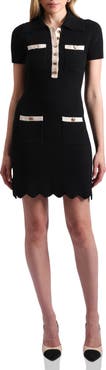 Avec Les Filles Rib Knit Polo Minidress