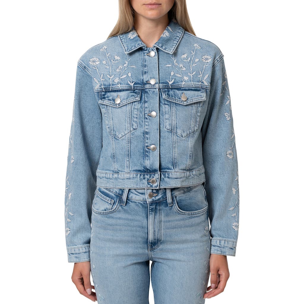 MAVI JEANS MAVI JEANS HARMONY FLORAL EMBROIDERED CROP DENIM JACKET