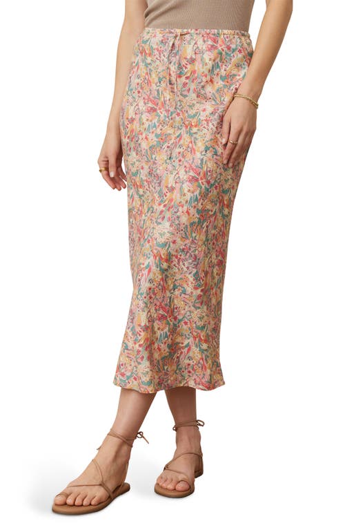 Marine Layer Avery Floral Drawstring Midi Skirt In Superbloom