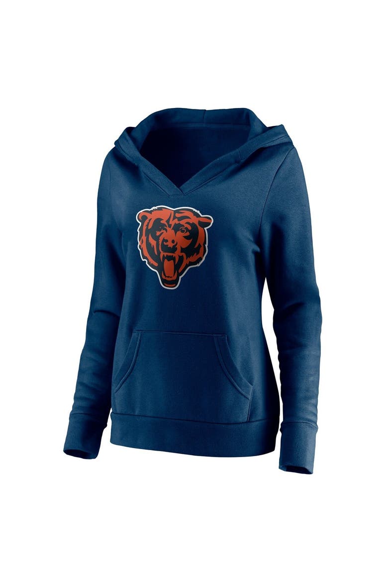 Women's Fanatics Branded Justin Fields Navy Chicago Bears Player Icon Name & Number V-Neck Pullover Hoodie, Alternate, color, Navy