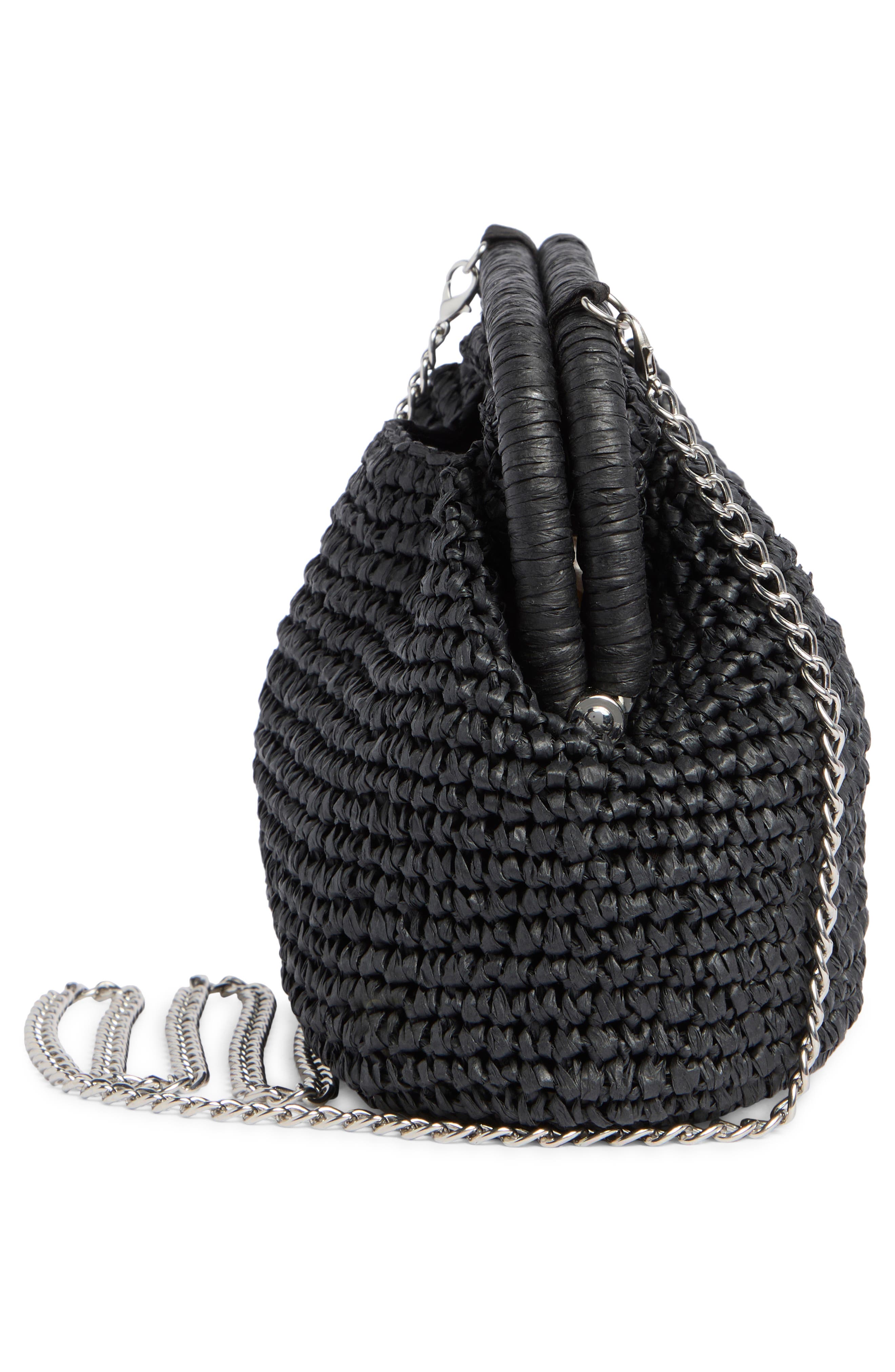 Collection XIIX Straw Frame Clutch with Handle, Alternate, color, Black