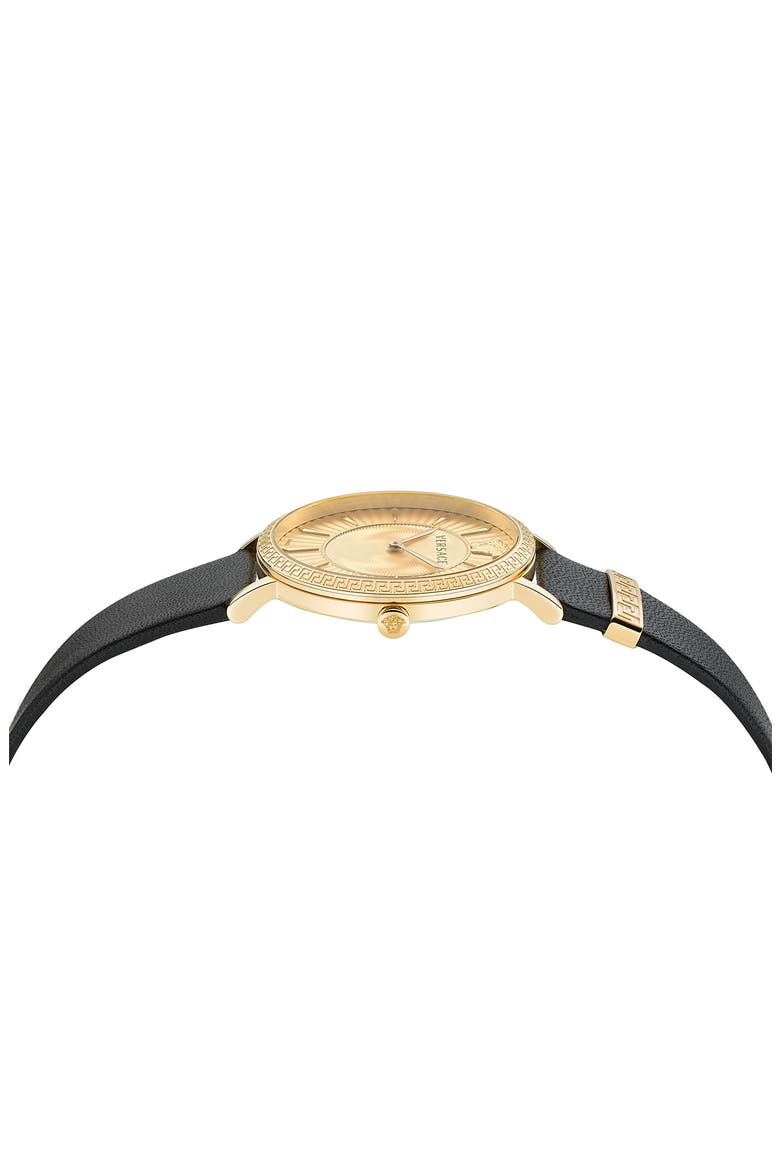V-Eternal Leather Strap Watch, 38mm, Alternate, color, GOLD