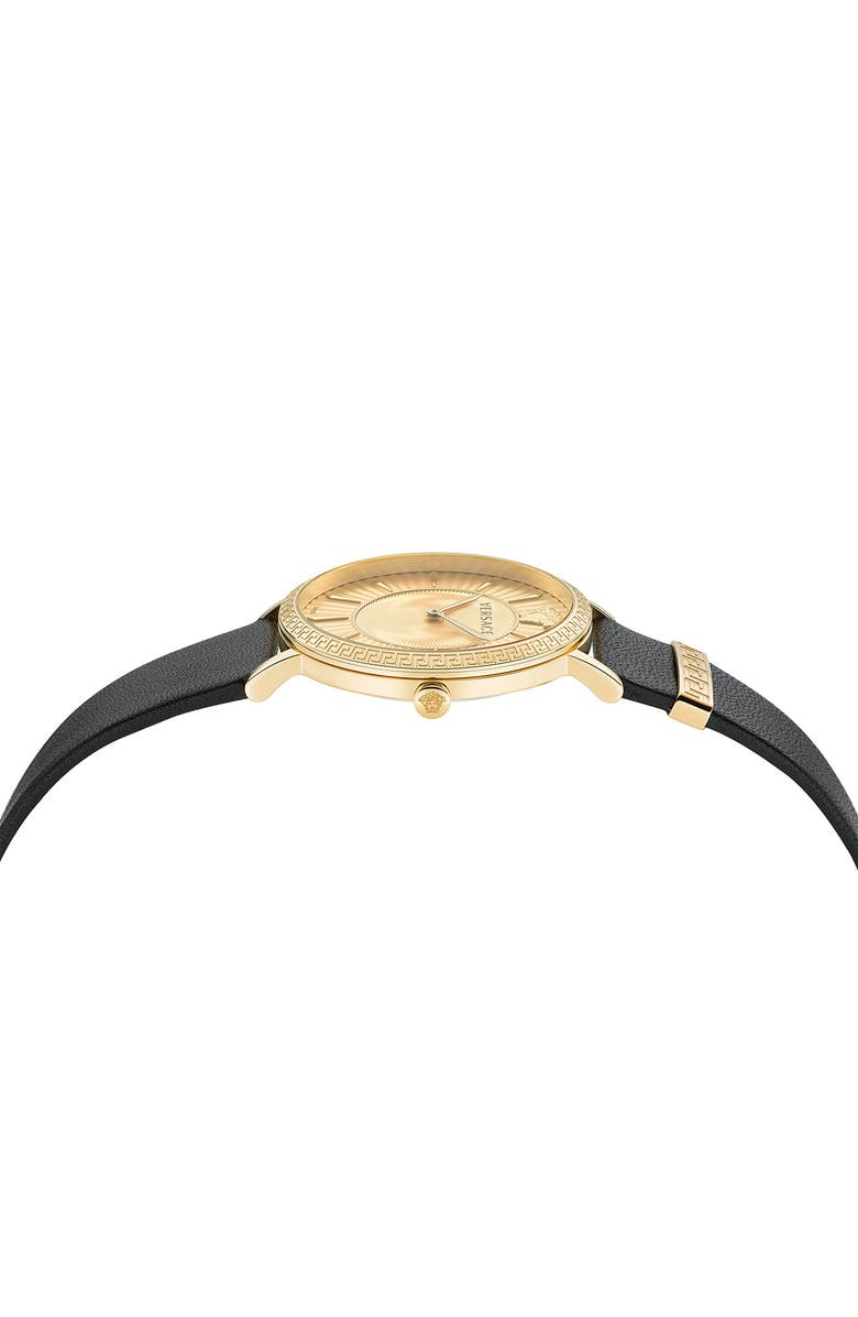 Versace V-Eternal Leather Strap Watch, 38mm, Alternate, color, Gold