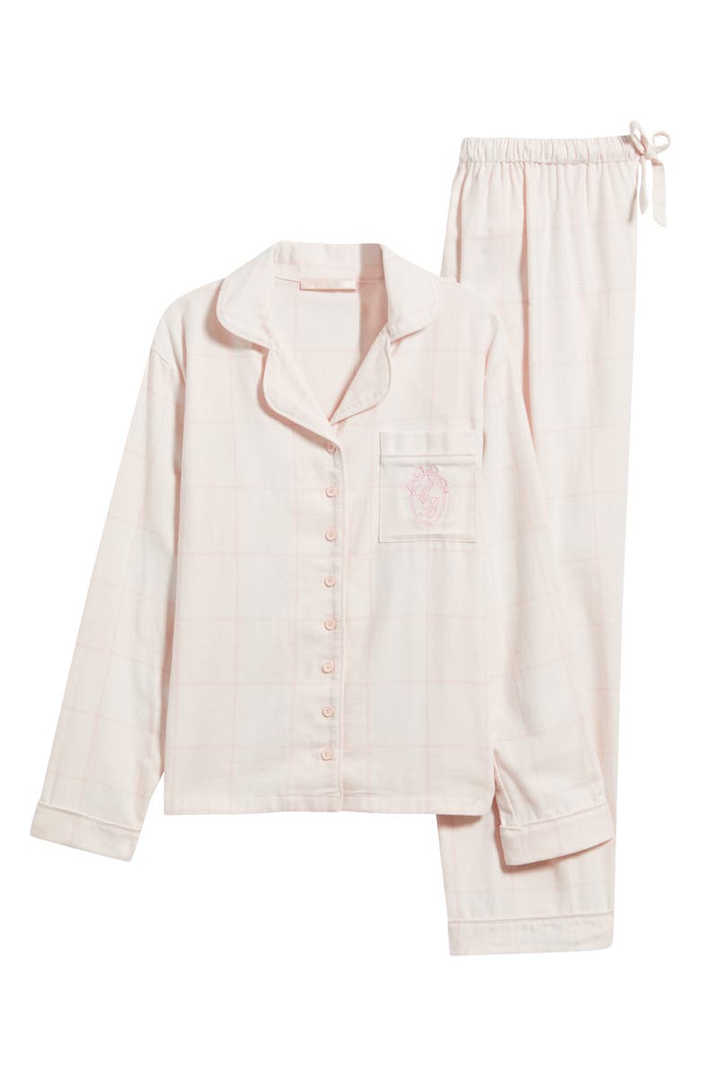 HOUSE OF CB Classic Brushed Cotton Flannel Pajamas, Alternate, color, Pink