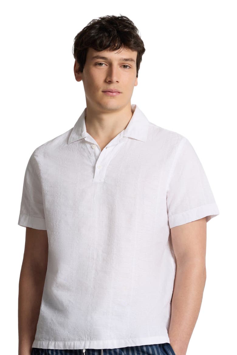 Cotton Linen Pop Over Polo Tee, Alternate, color, White
