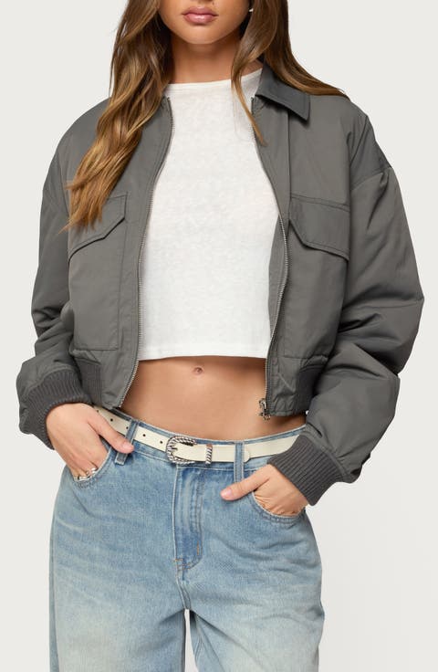Dolan Oversize Ruched Sleeve Bomber