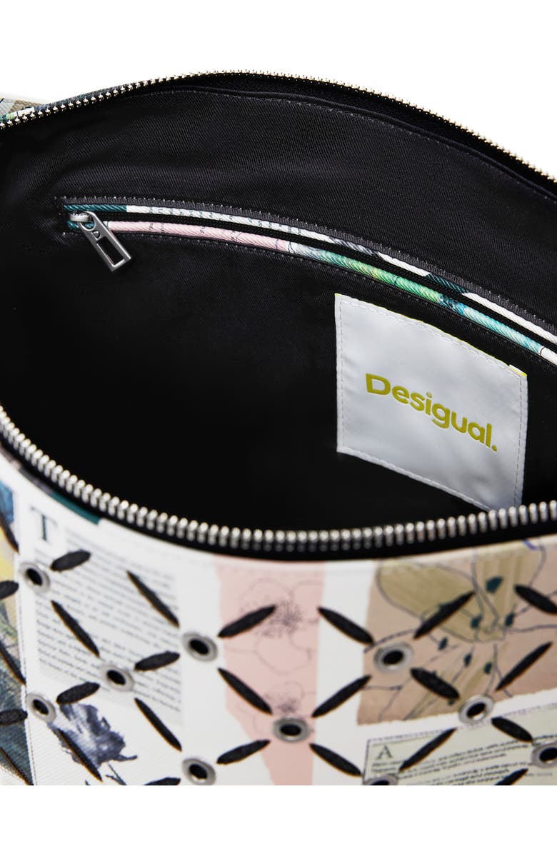 Desigual Medium Collage Perforated Crossbody Bag, Alternate, color, Off White