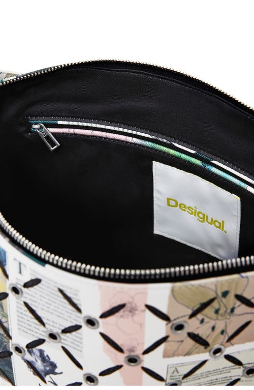 Desigual Medium Collage Perforated Crossbody Bag In White