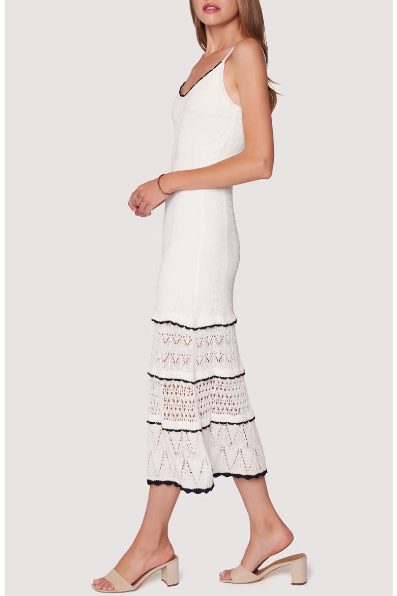 Scallop Crush Midi Dress, Alternate, color, CREAM BLACK