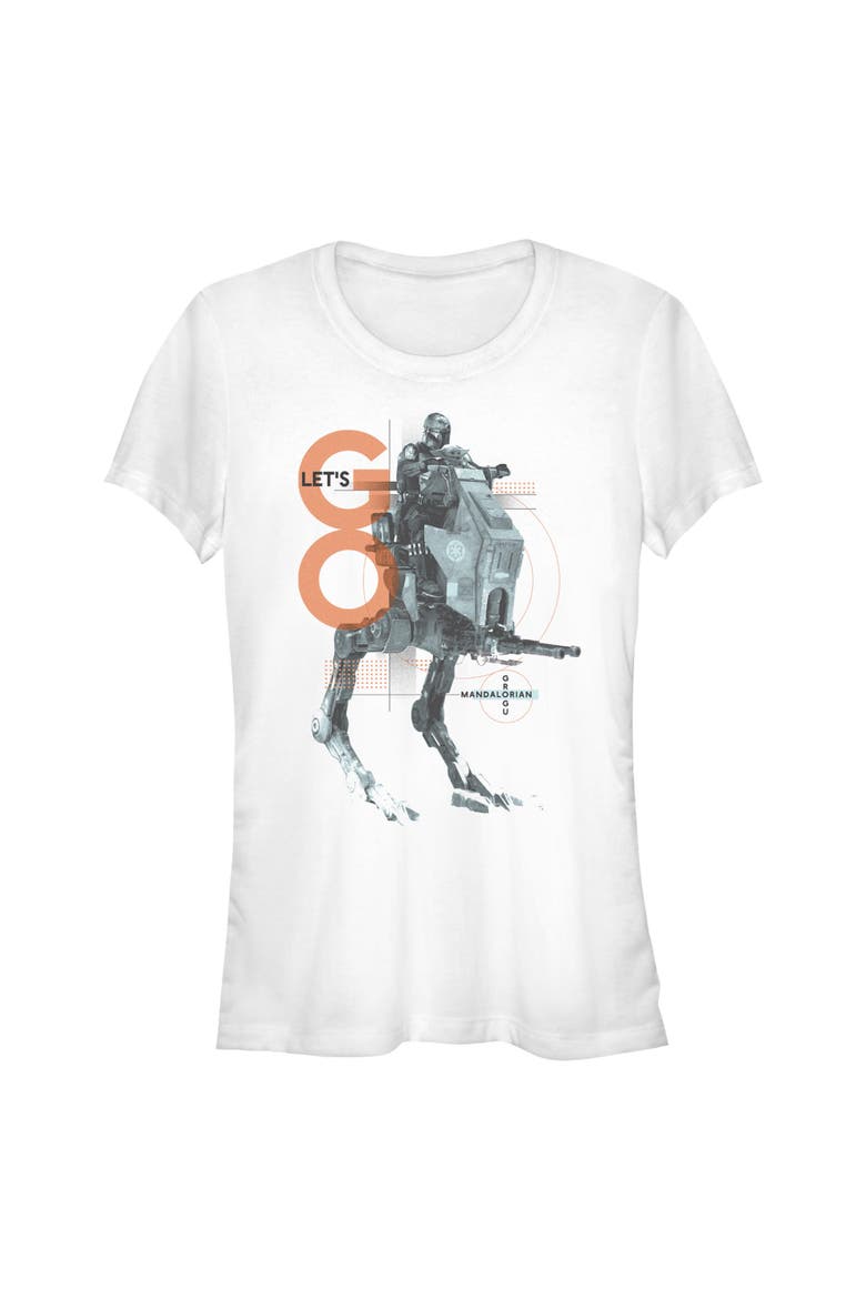 Junior's Star Wars The Mandalorian and Grogu Let's Go Bounty AT-RT  Graphic T-Shirt, Main, color, White