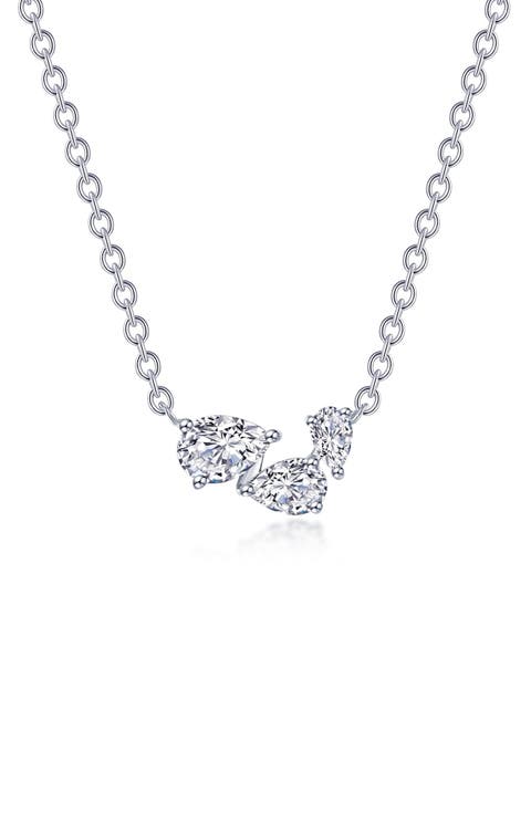 Three-Stone Simulated Diamond Necklace