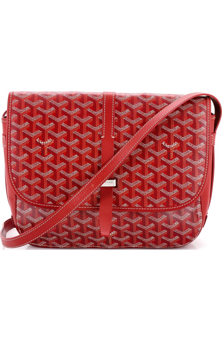 Pre-Owned Goyard Belvedere II Messenger Bag Coated Canvas MM, Main, color, Red