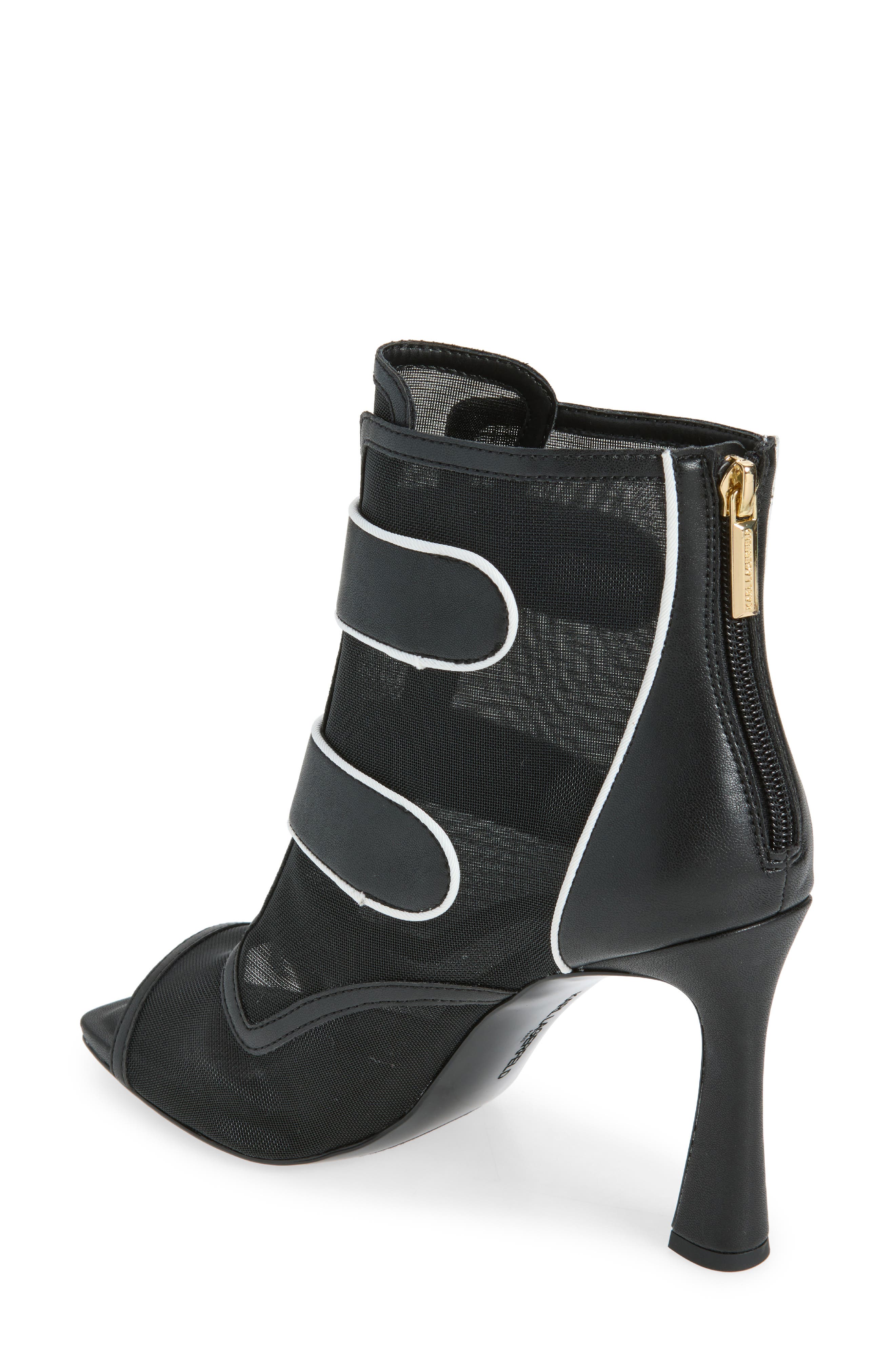 Delainey Peep Toe Bootie, Alternate, color, BLACK/ BRIGHT WHITE