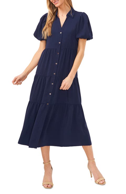 Tiered Midi Shirtdress