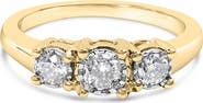 Haus of Brilliance 10K Gold 1/2 Cttw Round Diamond Three Stone Illusion Plate Ring