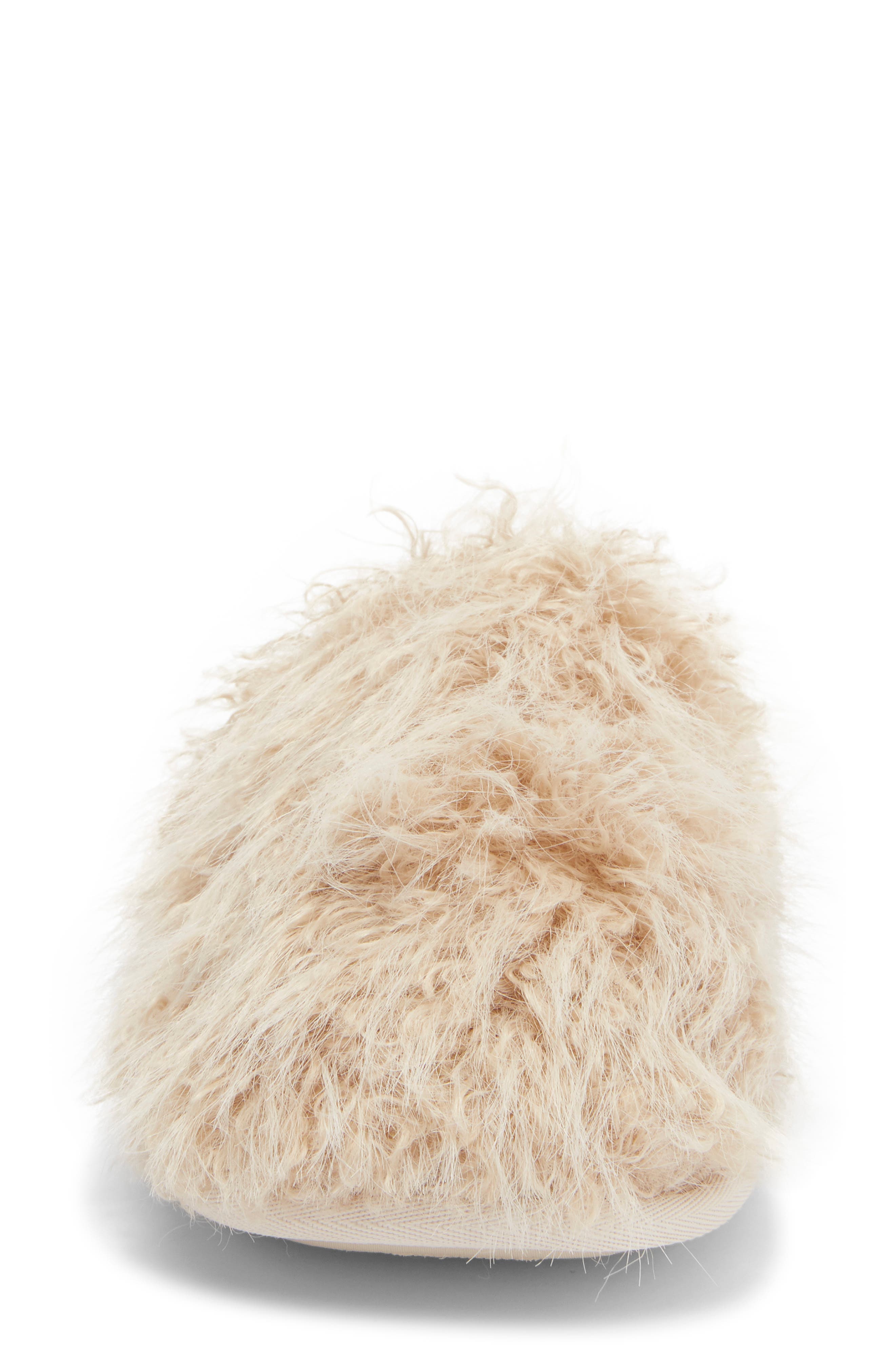 Rebecca Minkoff James Faux Fur Scuff Slipper, Alternate, color, Tan