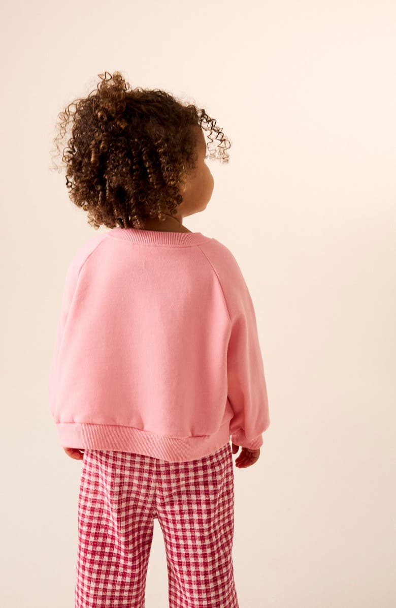 NEXT Kids' Appliqué Sweatshirt & Gingham Pants Set, Alternate, color, Pink