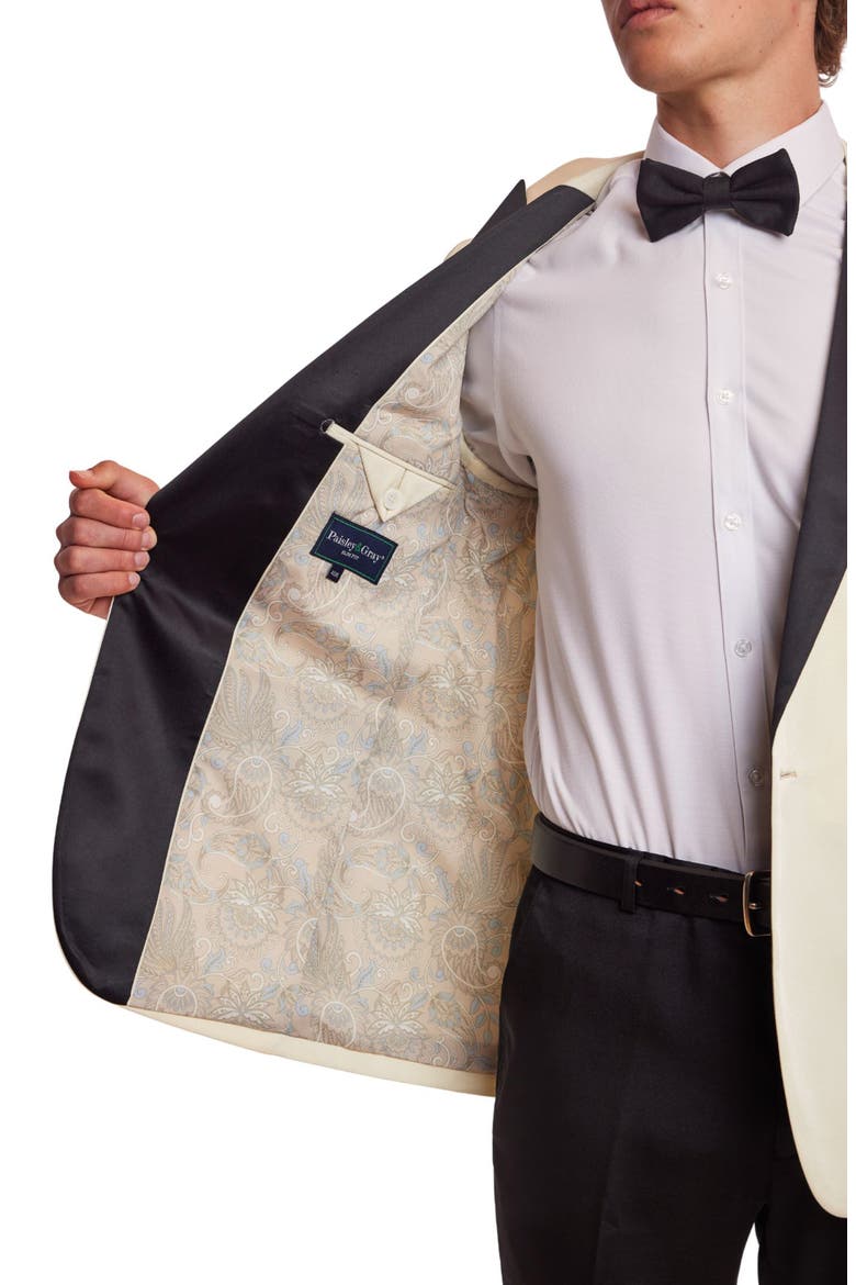Grosvenor Slim Fit Peak Lapel Tuxedo Jacket, Alternate, color, IVORY BLACK