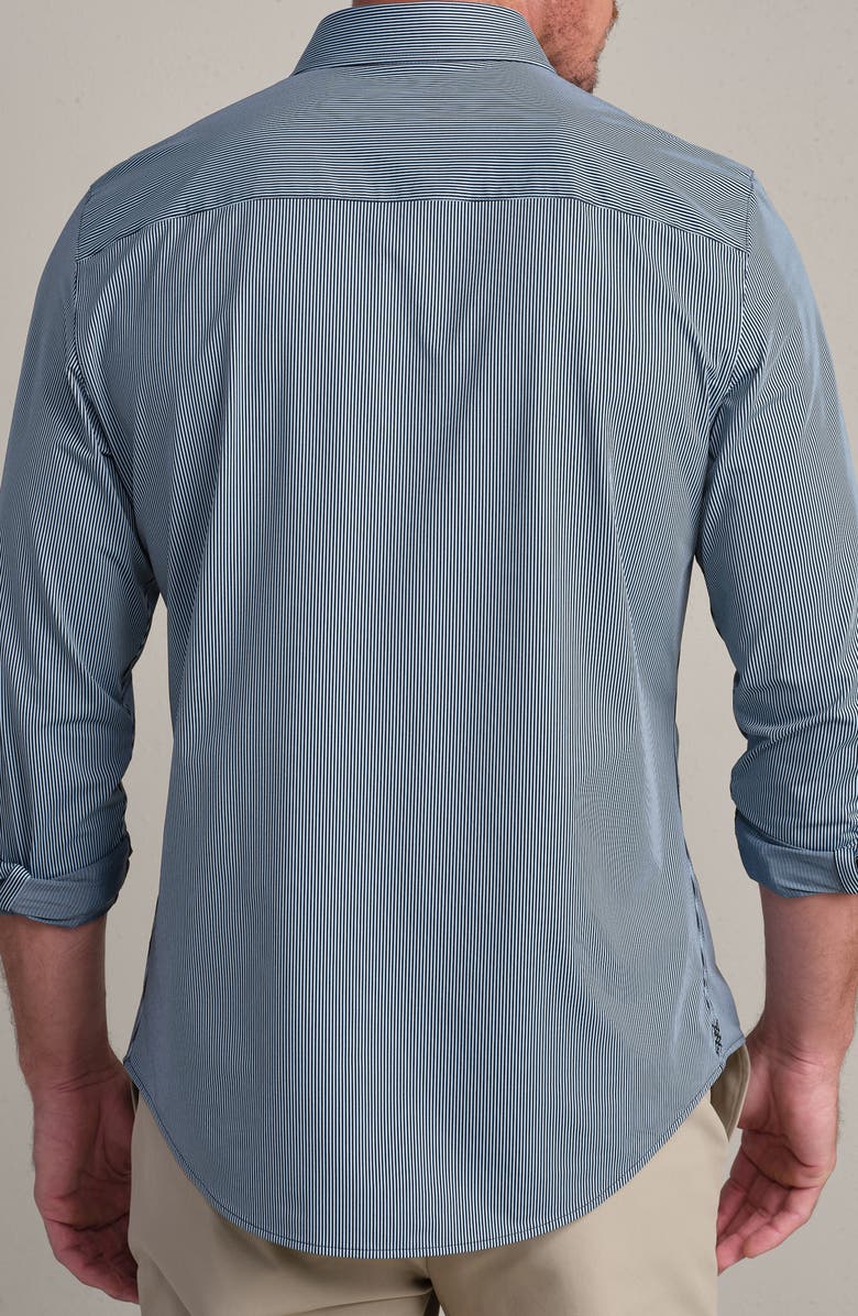 Rhone Commuter Slim Fit Stripe Shirt, Alternate, color, Navy/ Light Blue Stripe